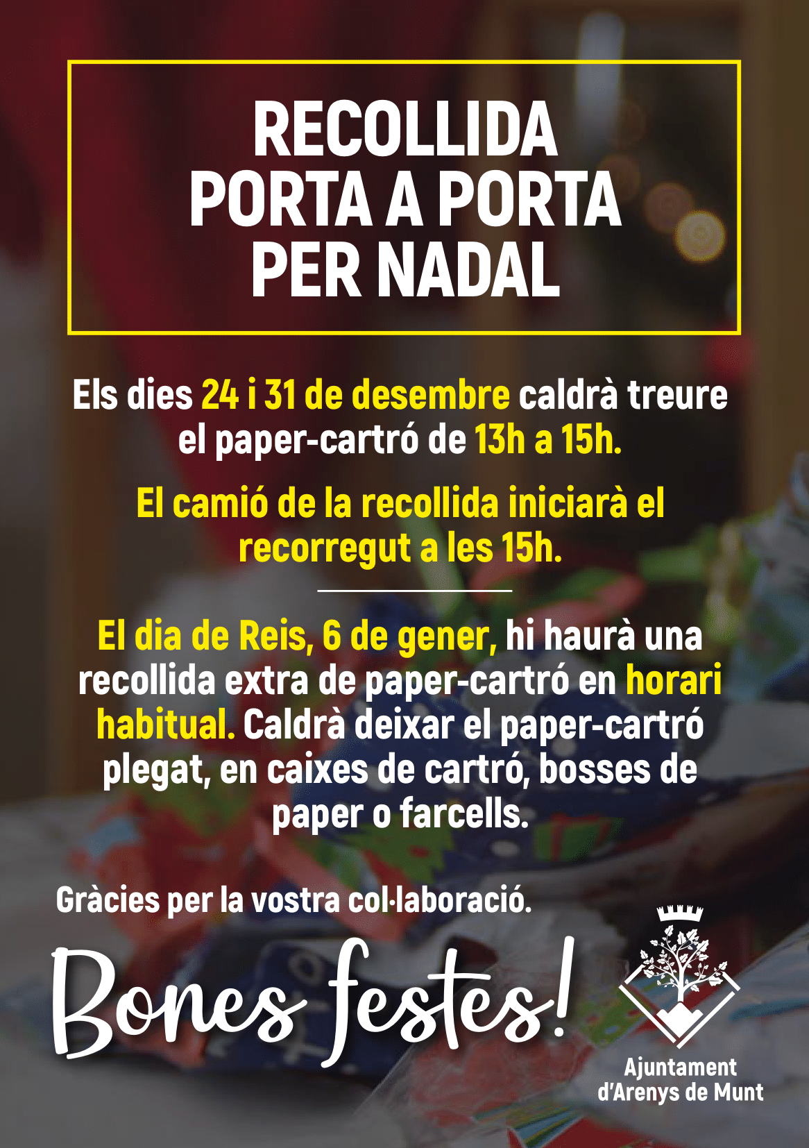 Recollida porta a porta Nadal