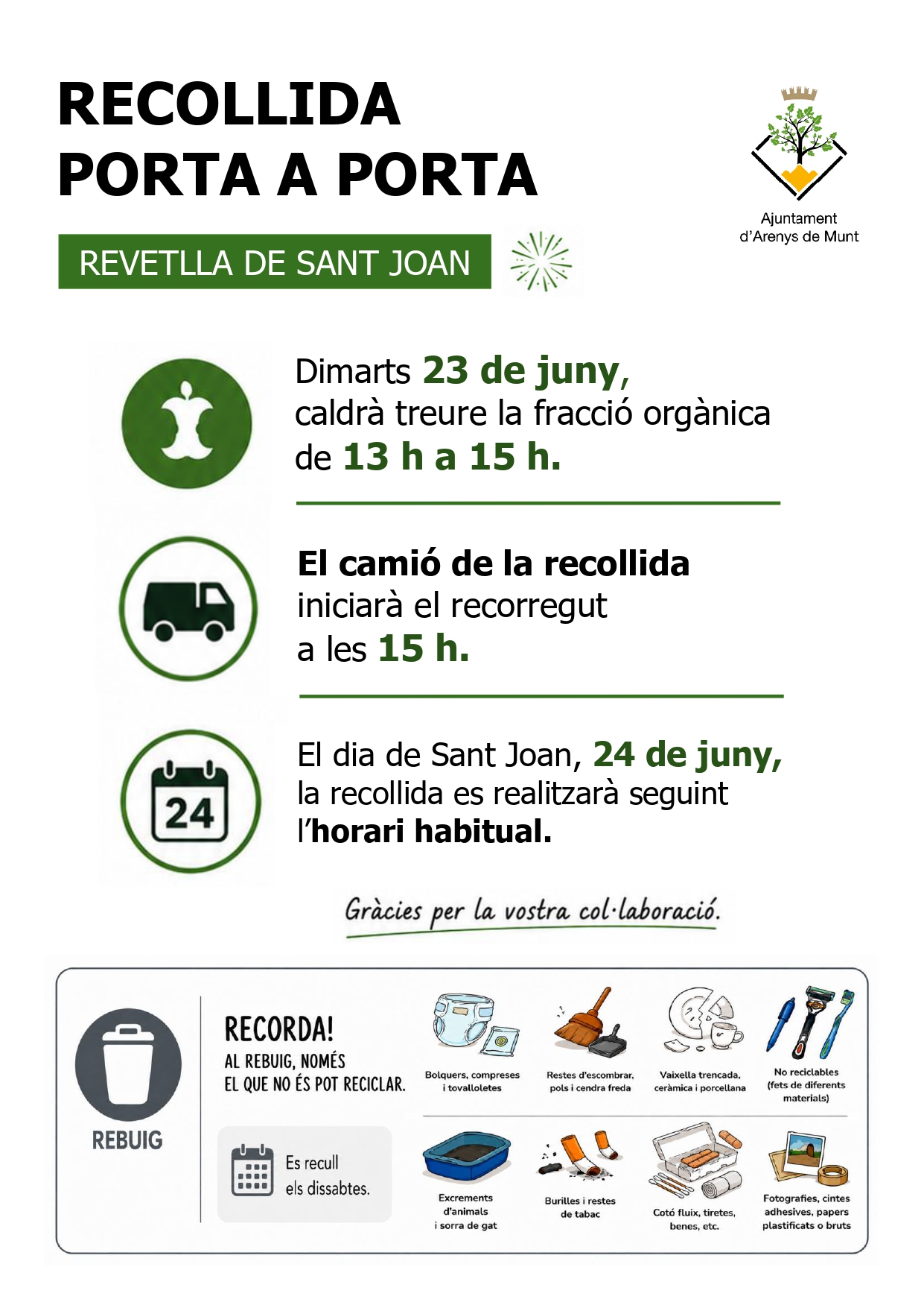 Recollida escombraries Revetlla de Sant Joan