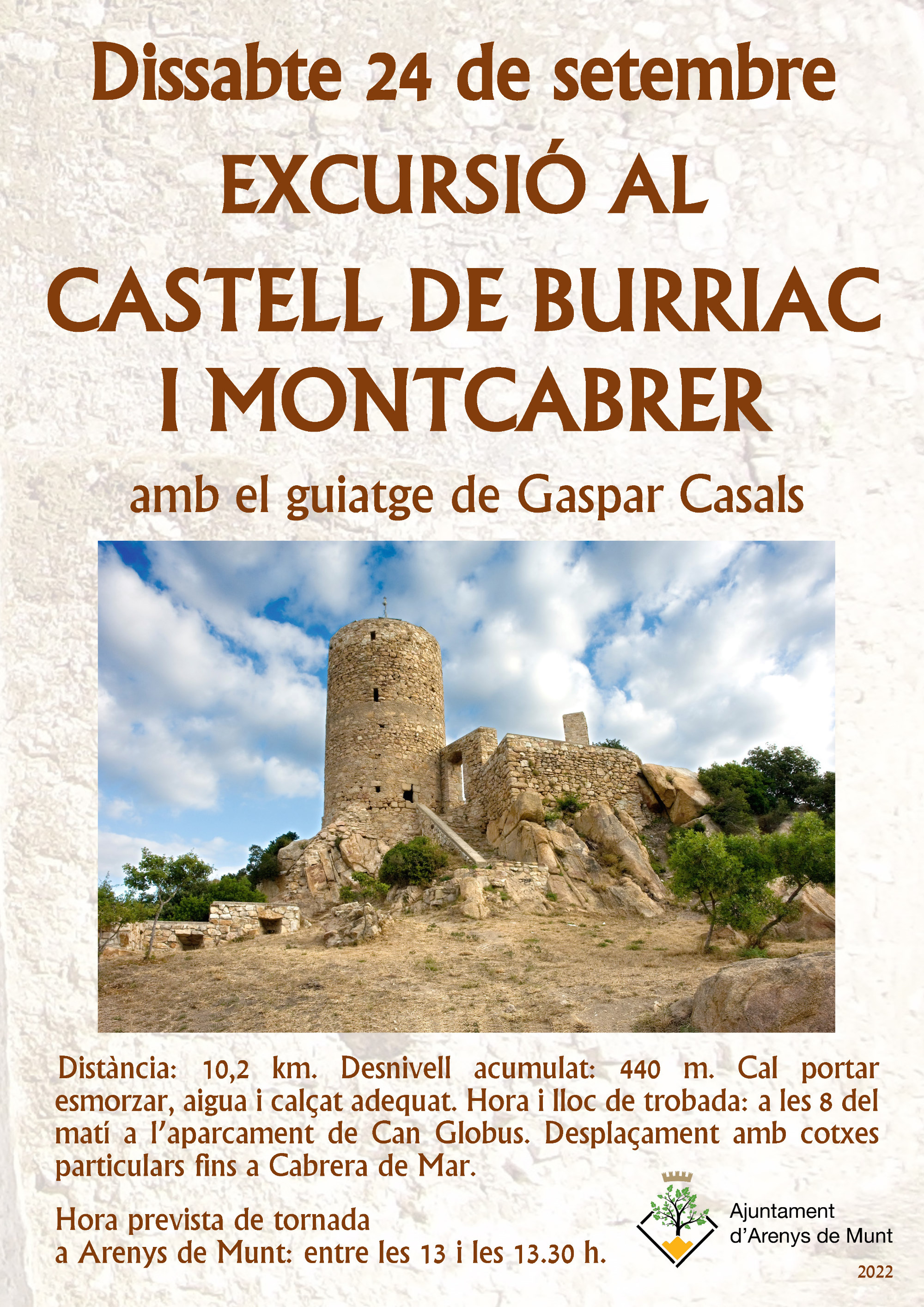 Cartell Excursió Castell de Burriac i Montcabrer 24-9-22