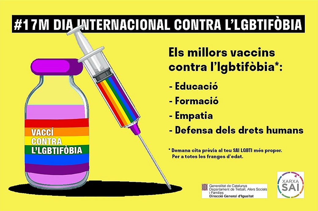 17 de maig, Dia Internacional contra l'Homofòbia: la lesbofòbia, la gaifòbia, la bifòbia i la transfòbia