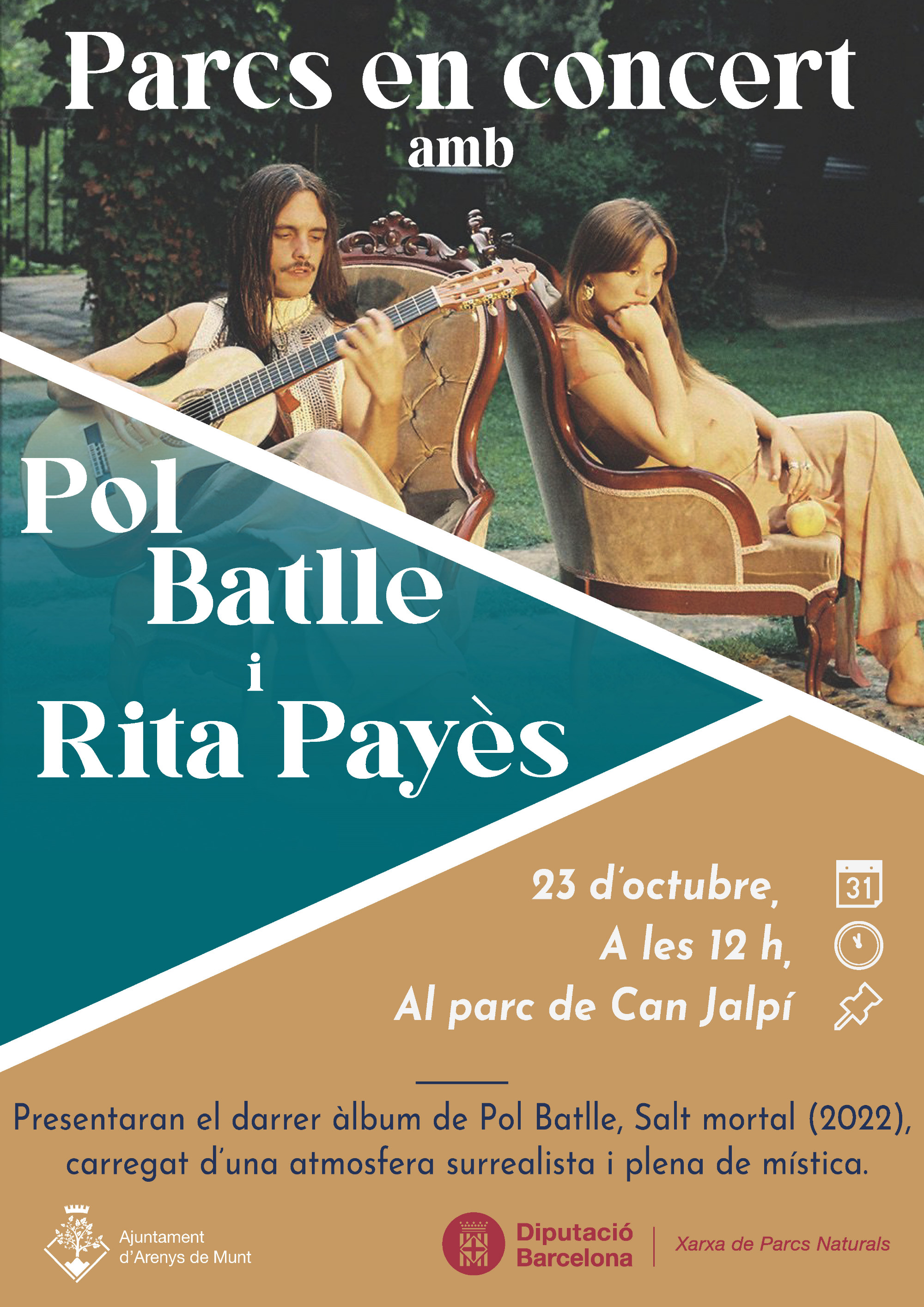 Cartell Parcs en Concert Pol Batlle i Rita Payès 23-10-22