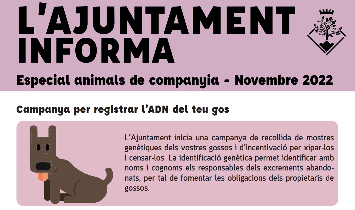 Aclariment sobre la campanya de recollida d'ADN dels gossos