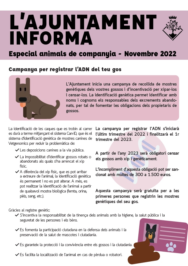 L'Ajuntament Informa Especial Animals de companyia, novembre 2022
