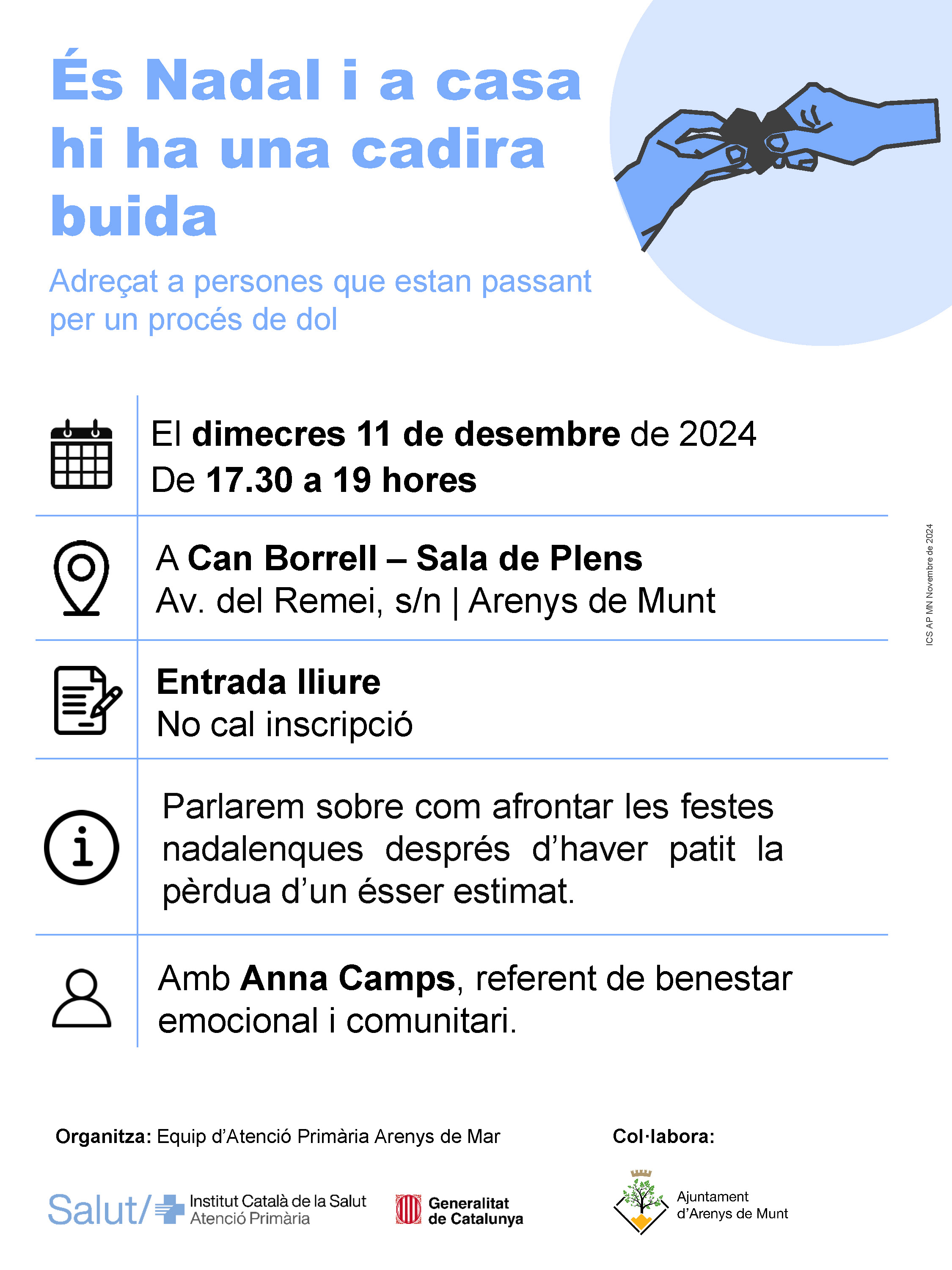 Cartell 'És Nadal i a casa hi ha una cadira buida' 11-12-24
