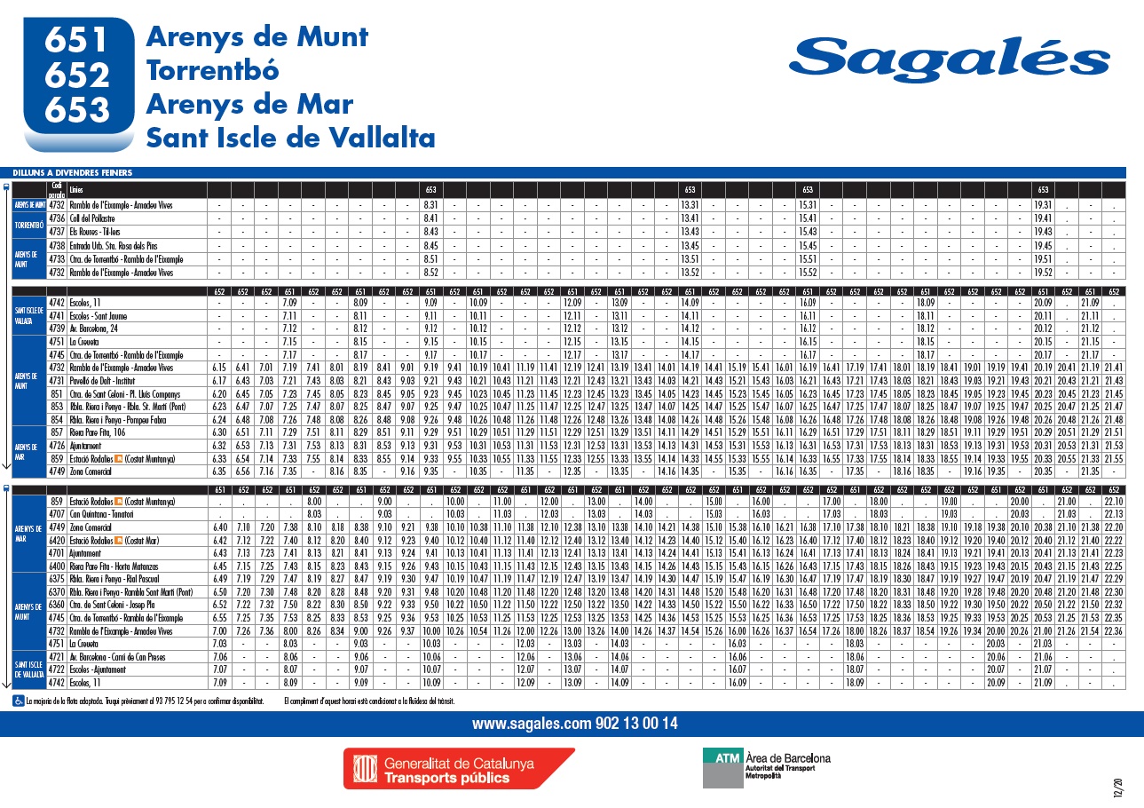 Horaris bus juliol 2020