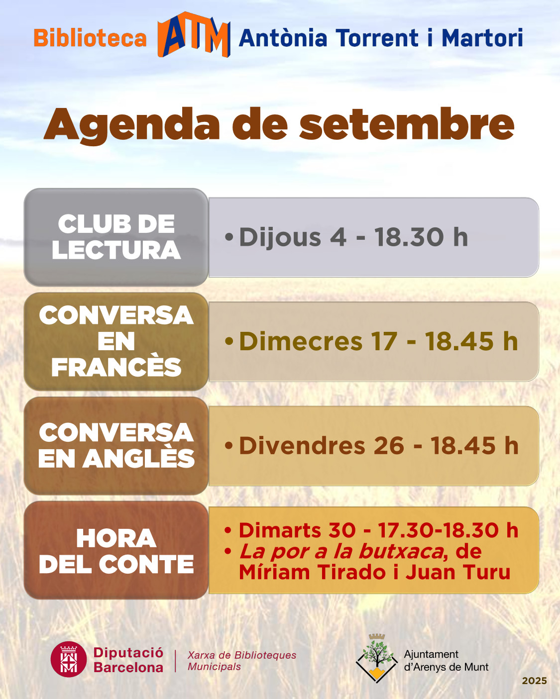 Agenda Biblioteca setembre 2025