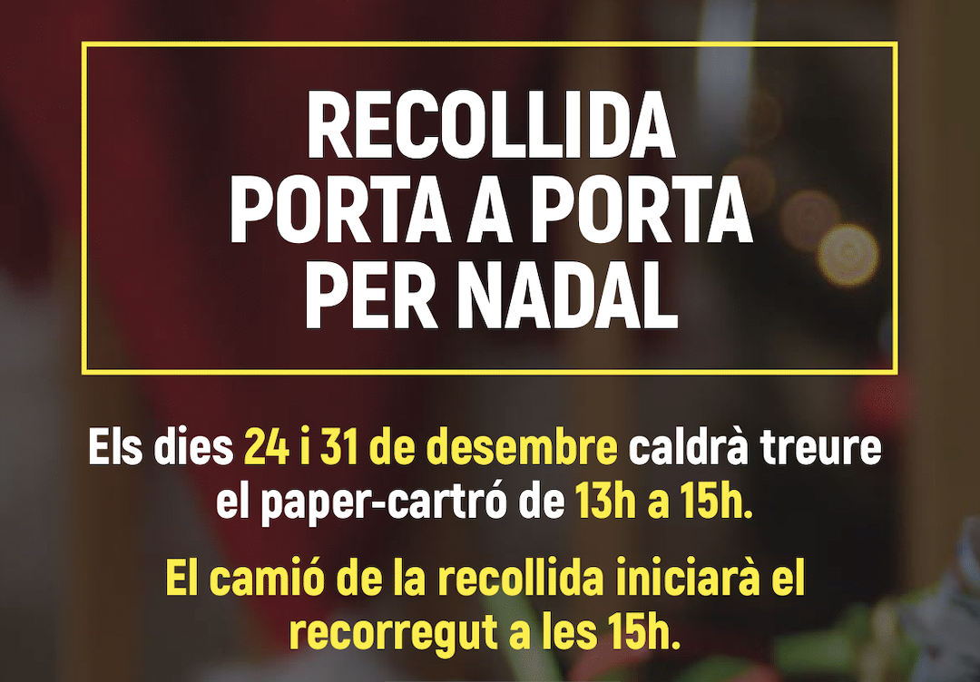 Canvis a la recollida porta a porta per Nadal