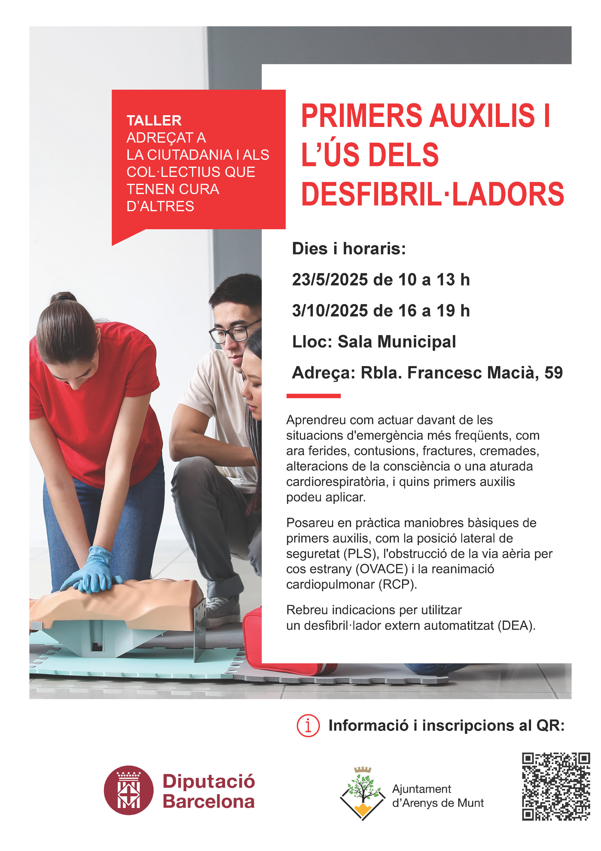 Cartell Curs de primers auxilis i ús de desfibril·ladors 2025