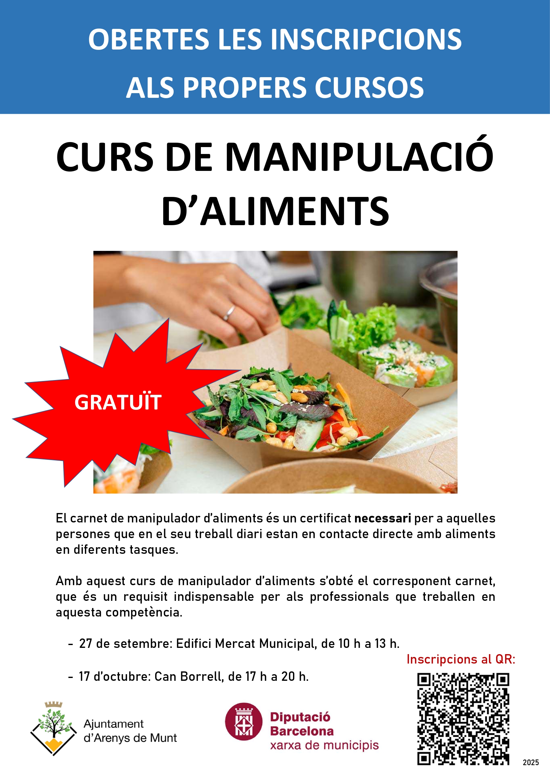 Inscripcions Curs manipulació d'aliments