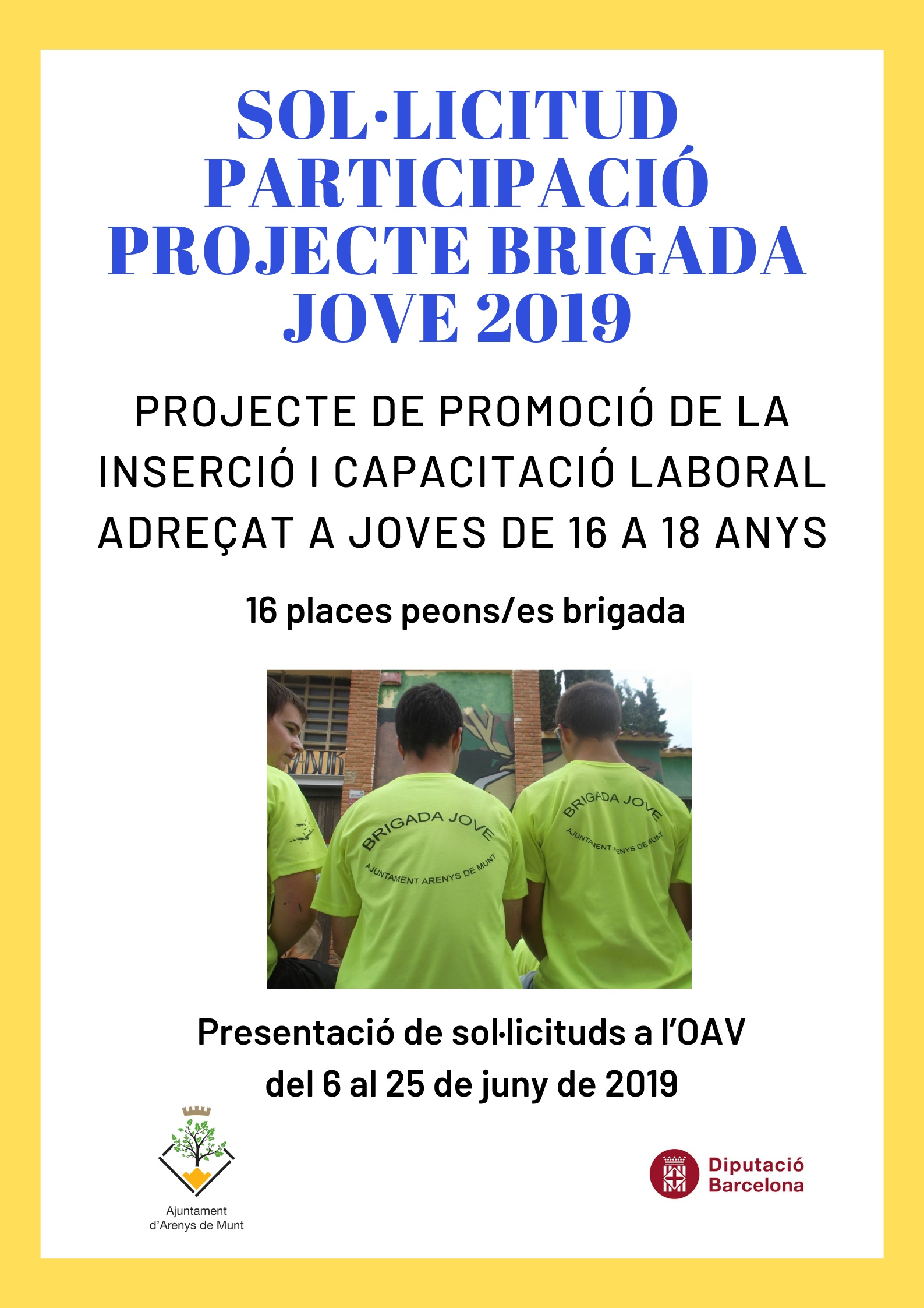 S'obre el període de sol·licituds per participar al projecte de la Brigada Jove 2019